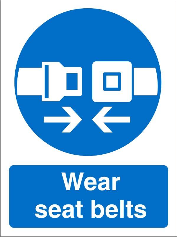 Mandatory Sign Seat Belts Adhesive Plastic 20 x 15 cm