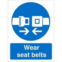 Mandatory Sign Seat Belts Plastic Blue, White 30 x 20 cm