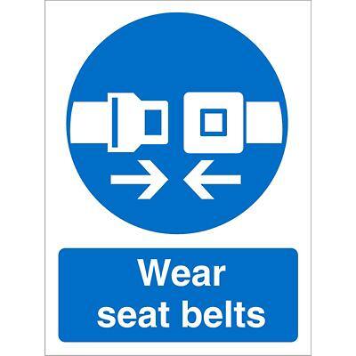 Mandatory Sign Seat Belts Plastic Blue, White 30 x 20 cm