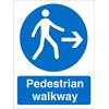 Mandatory Sign Pedestrian Walkway with Right Arrow Vinyl 30 x 20 cm