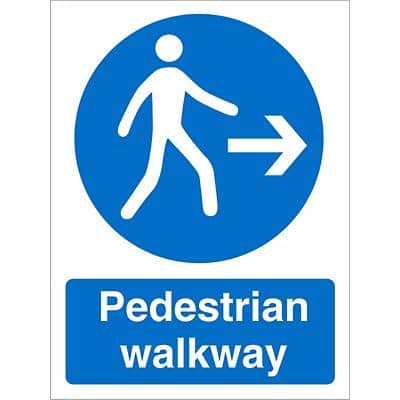Mandatory Sign Pedestrian Walkway with Right Arrow Plastic 20 x 15 cm