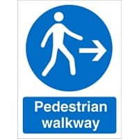Mandatory Sign Pedestrian Walkway with Right Arrow Walkway Plastic 30 x 20 cm