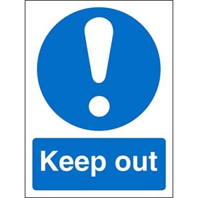 Mandatory Sign Keep Out Plastic Blue, White 20 x 15 cm