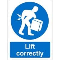 Mandatory Sign Lift Correctly vinyl 20 x 15 cm