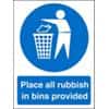 Mandatory Sign Rubbish In Bins vinyl Blue, White 30 x 20 cm