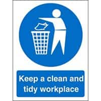 Mandatory Sign Tidy Workplace vinyl Blue, White 30 x 20 cm