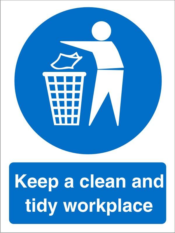 Mandatory Sign Tidy Workplace Adhesive Plastic 20 x 15 cm