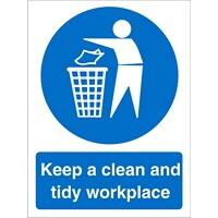 Mandatory Sign Tidy Workplace Plastic 20 x 15 cm