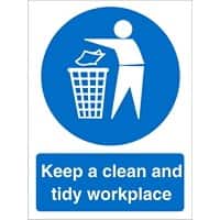 Mandatory Sign Tidy Workplace Adhesive Plastic 30 x 20 cm