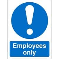 Mandatory Sign Employees vinyl Blue, White 30 x 20 cm