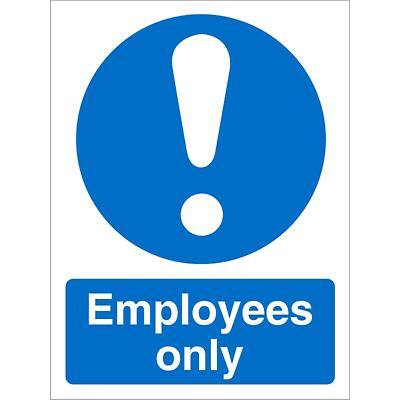 Mandatory Sign Employees Plastic Blue, White 30 x 20 cm