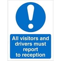 Mandatory Sign Visitors and Drivers Report to Reception Adhesive Vinyl 20 x 15 cm