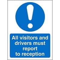 Mandatory Sign Visitors and Drivers Report to Reception Plastic 30 x 20 cm