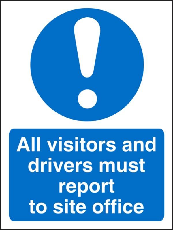 Mandatory Sign Visitors and Drivers Report to Office Adhesive Vinyl 20 x 15 cm
