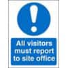 Mandatory Sign All Visitors Report to Site Office Vinyl 20 x 15 cm