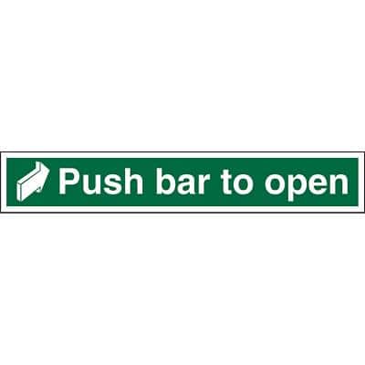 Exit Sign Push Bar To Open with Right Arrow Self Adhesive Vinyl Green, White 5 x 30 cm