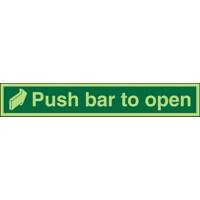 Exit Sign Push Bar To Open with Right Arrow Plastic Green, White 5 x 30 cm