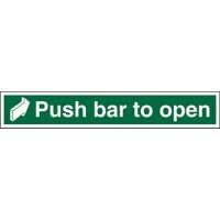 Exit Sign Push Bar To Open with Right Arrow Plastic 7.5 x 45 cm