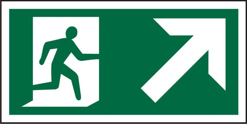 Fire Exit Sign Up Right Arrow Adhesive Plastic 10 x 20 cm