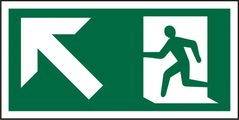 Fire Exit Sign Up Left Arrow Adhesive Vinyl 10 x 20 cm