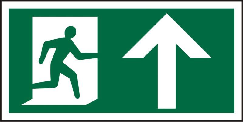 Fire Exit Sign Up Arrow Adhesive Vinyl 15 x 30 cm