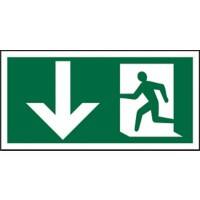 Fire Exit Sign with Down Arrow Vinyl 15 x 30 cm