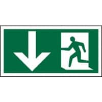 Fire Exit Sign with Down Arrow Plastic 15 x 30 cm