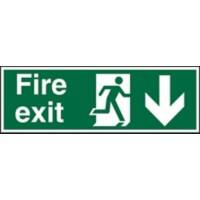 Fire Exit Sign with Down Arrow Vinyl 10 x 30 cm