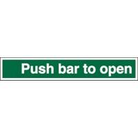 Exit Sign Push Bar To Open Self Adhesive Vinyl 5 x 30 cm