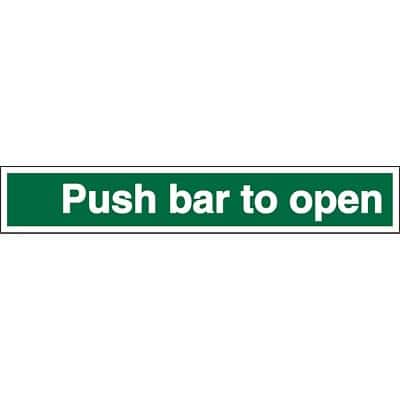 Exit Sign Push Bar To Open Self Adhesive Plastic 5 x 30 cm