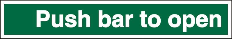 Safety Sign Push Bar To Open Adhesive Plastic 7.5 x 45 cm