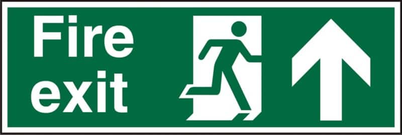 Fire Exit Sign Up Arrow Adhesive Plastic 15 x 45 cm