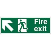 Fire Exit Sign with Up Left Arrow Vinyl 10 x 30 cm