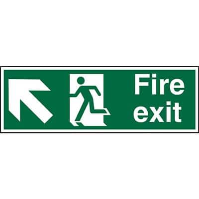 Fire Exit Sign with Up Left Arrow Plastic 10 x 30 cm