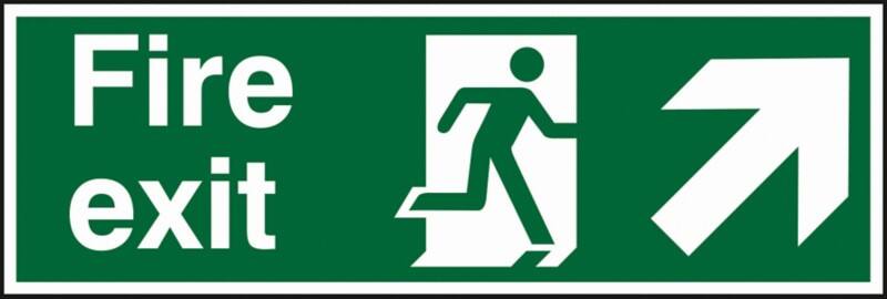 Fire Exit Sign Up Right Arrow Adhesive Plastic 15 x 45 cm