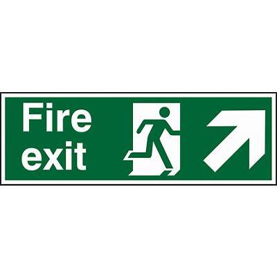 Fire Exit Sign with Up Right Arrow Plastic 15 x 45 cm