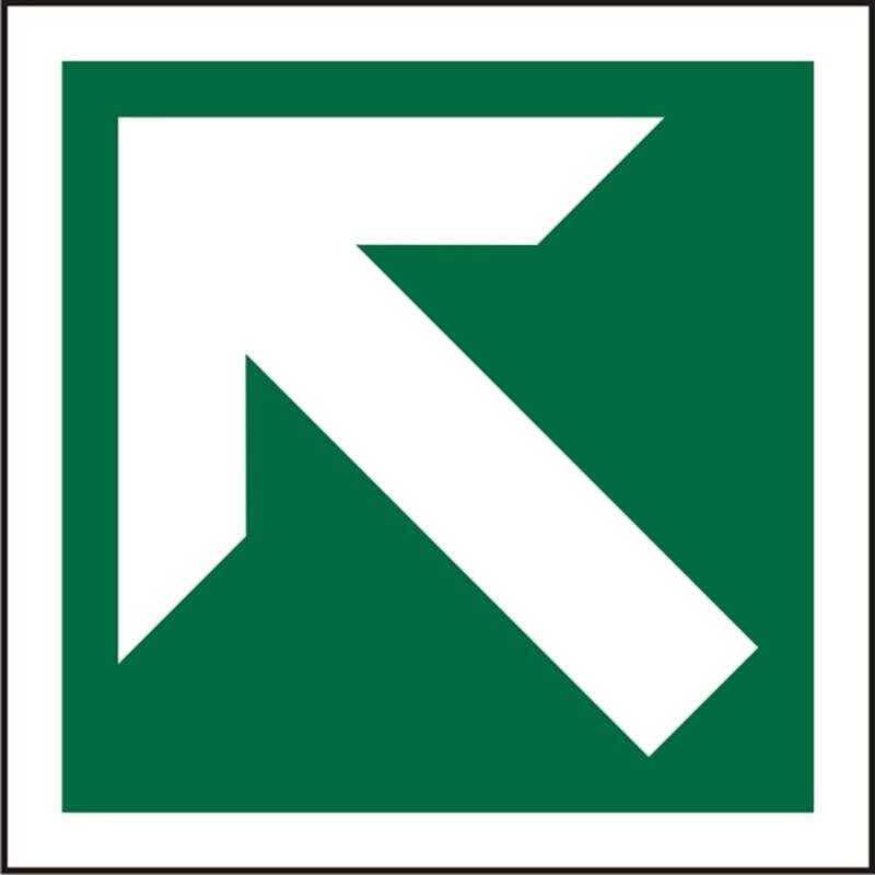 Fire Exit Sign Up Left Arrow Adhesive Vinyl 15 x 15 cm
