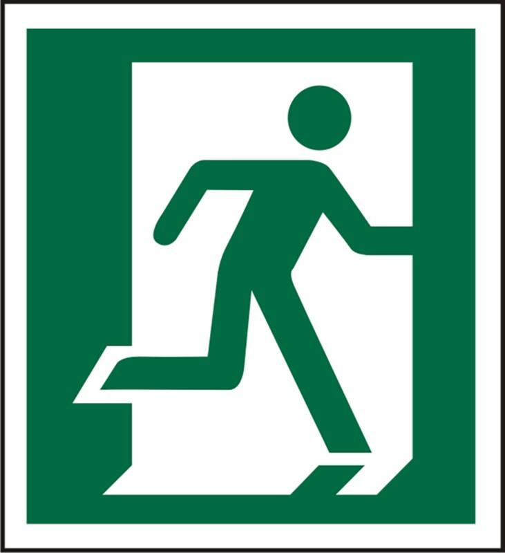 Fire Exit Sign Left Arrow Adhesive Vinyl 20 x 20 cm