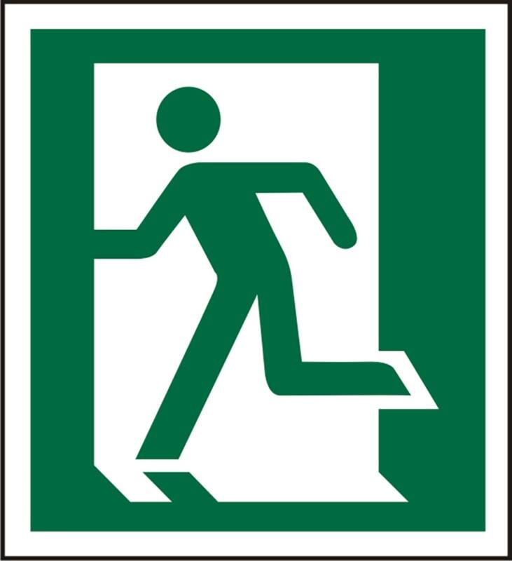 Fire Exit Sign Left Arrow Adhesive Plastic 15 x 15 cm