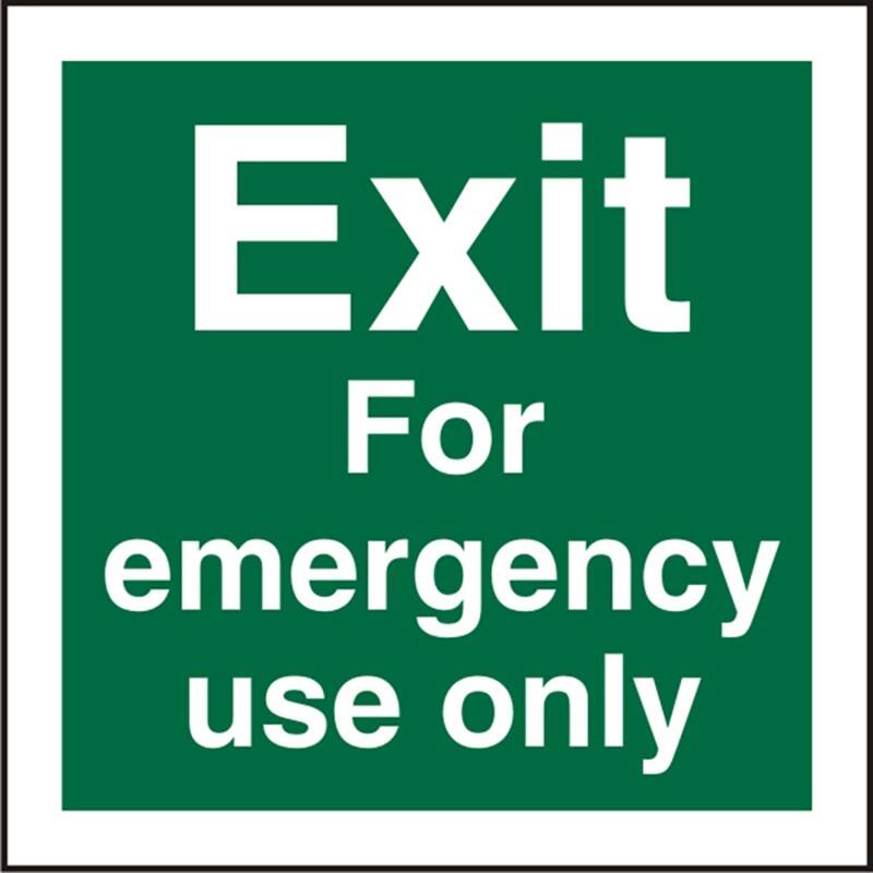 Fire Exit Sign Exit For Emergency Use Only Adhesive Vinyl 20 x 20 cm