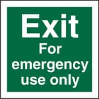 Fire Exit Sign Exit For Emergency Use Only Plastic 10 x 10 cm