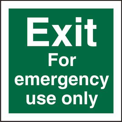 Fire Exit Sign Exit For Emergency Use Only Plastic 15 x 15 cm
