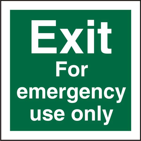 Fire Exit Sign Exit For Emergency Use Only Adhesive Plastic 20 x 20 cm