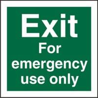 Fire Exit Sign Exit For Emergency Use Only Plastic 20 x 20 cm