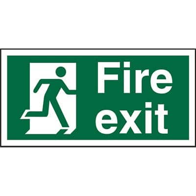 Fire Exit Sign Right Arrow Vinyl 10 x 20 cm