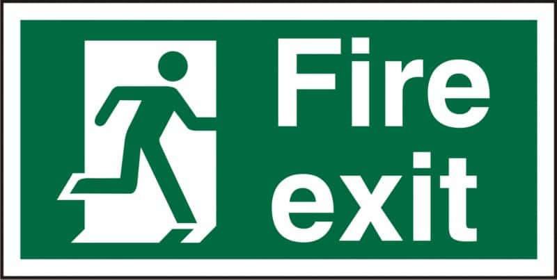 Fire Exit Sign Right Arrow Adhesive Vinyl 15 x 30 cm