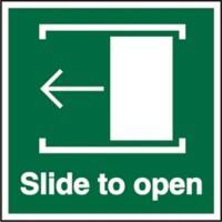 Exit Sign Slide To Open with Left Arrow Vinyl 15 x 15 cm