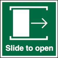 Exit Sign Slide To Open with Right Arrow Plastic 10 x 10 cm