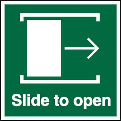 Exit Sign Slide To Open with Right Arrow Plastic 15 x 15 cm
