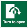 Exit Sign Turn To Open with Clockwise Arrow Plastic 10 x 10 cm